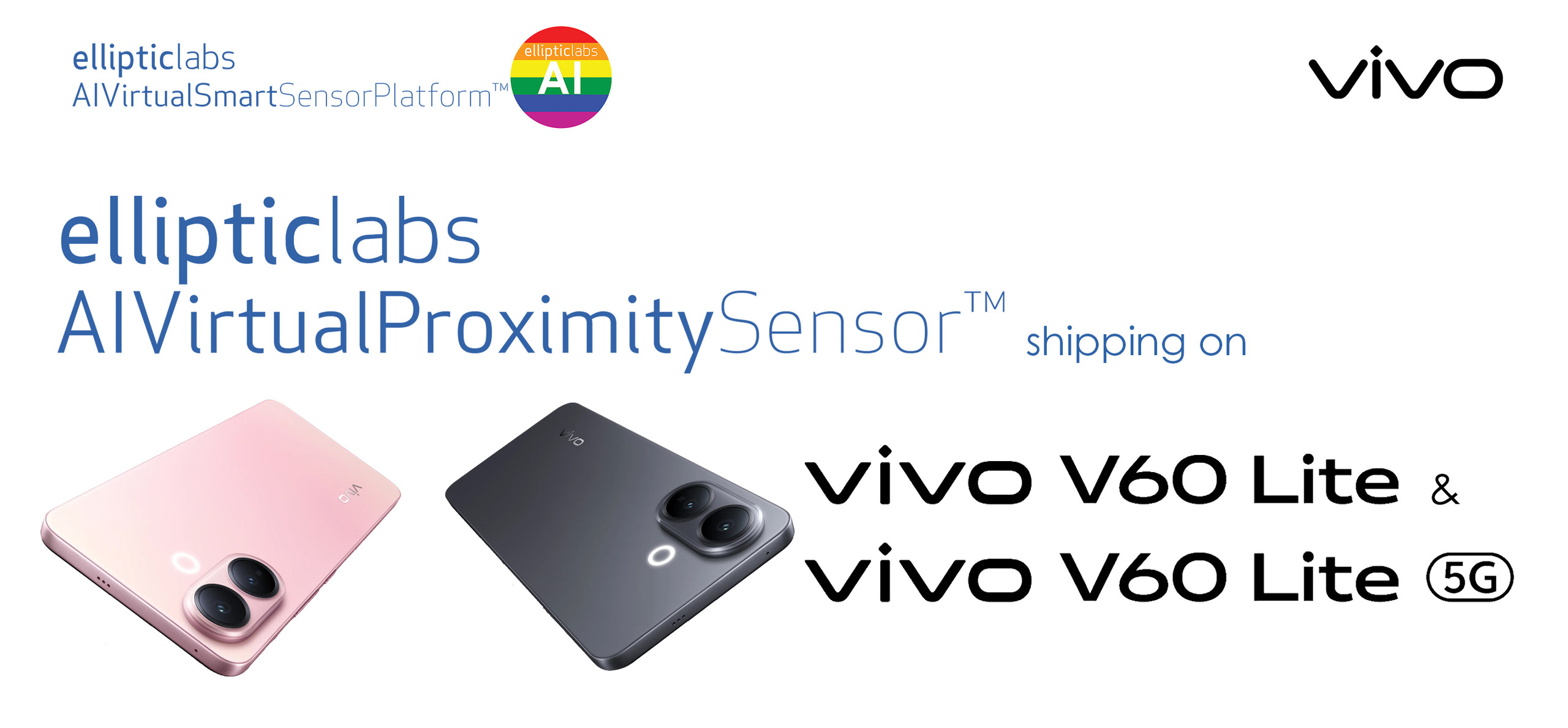 vivo V60 Lite 5G 与V60 Lite智能手机搭载Elliptic Labs虚拟传感器