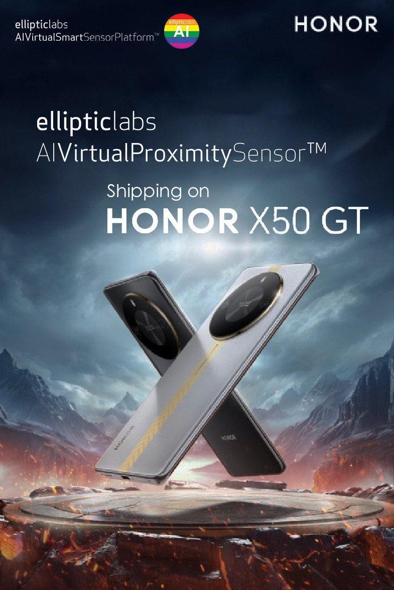 荣耀X50 GT智能手机搭载Elliptic Labs虚拟传感器