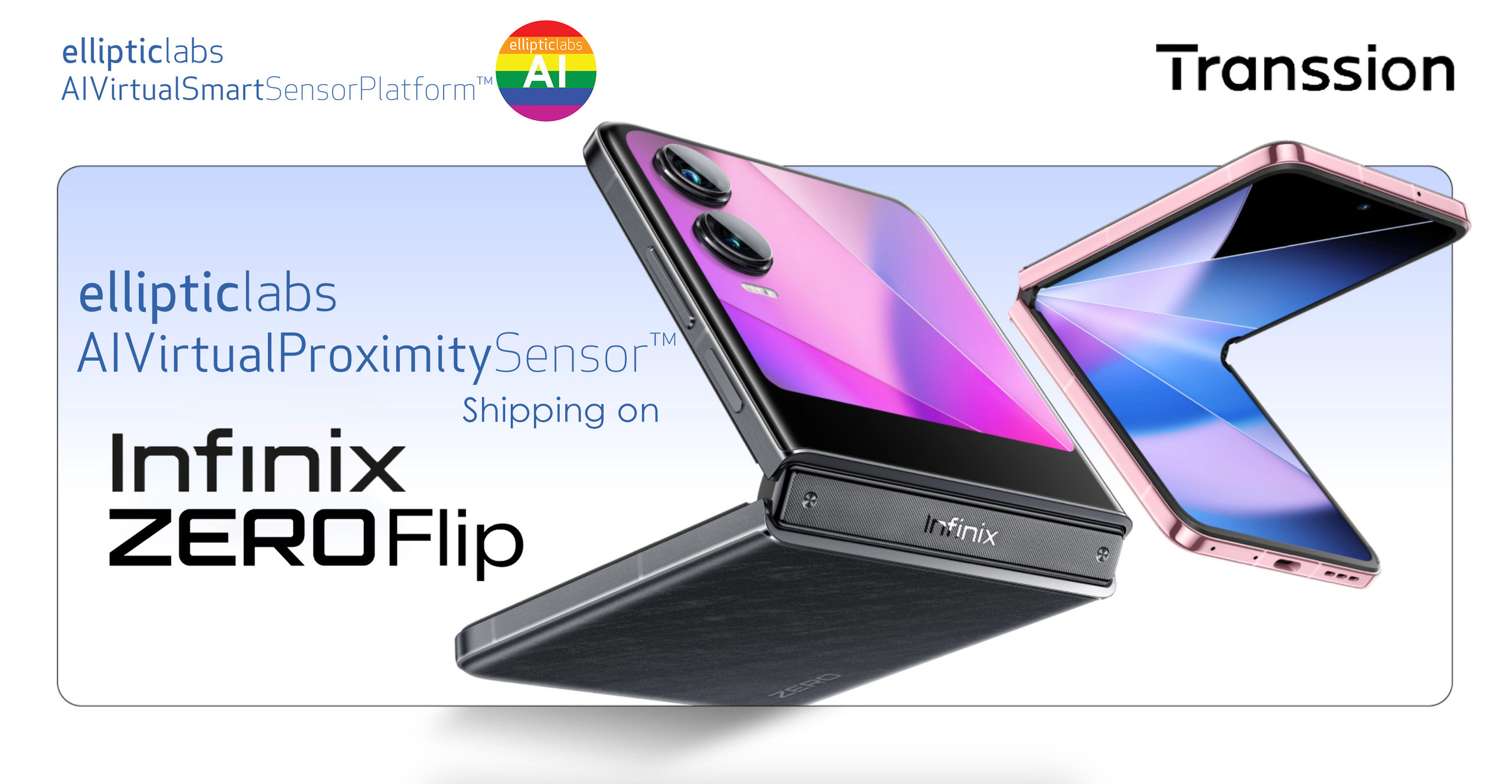 传音Infinix Zero Flip智能手机搭载Elliptic Labs虚拟传感器